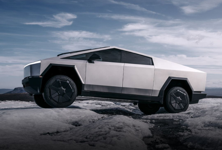 Tesla Cybertruck model on off-road