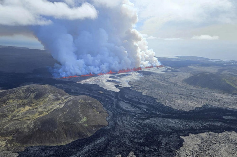The Blue Lagoon Iceland volcano eruption.